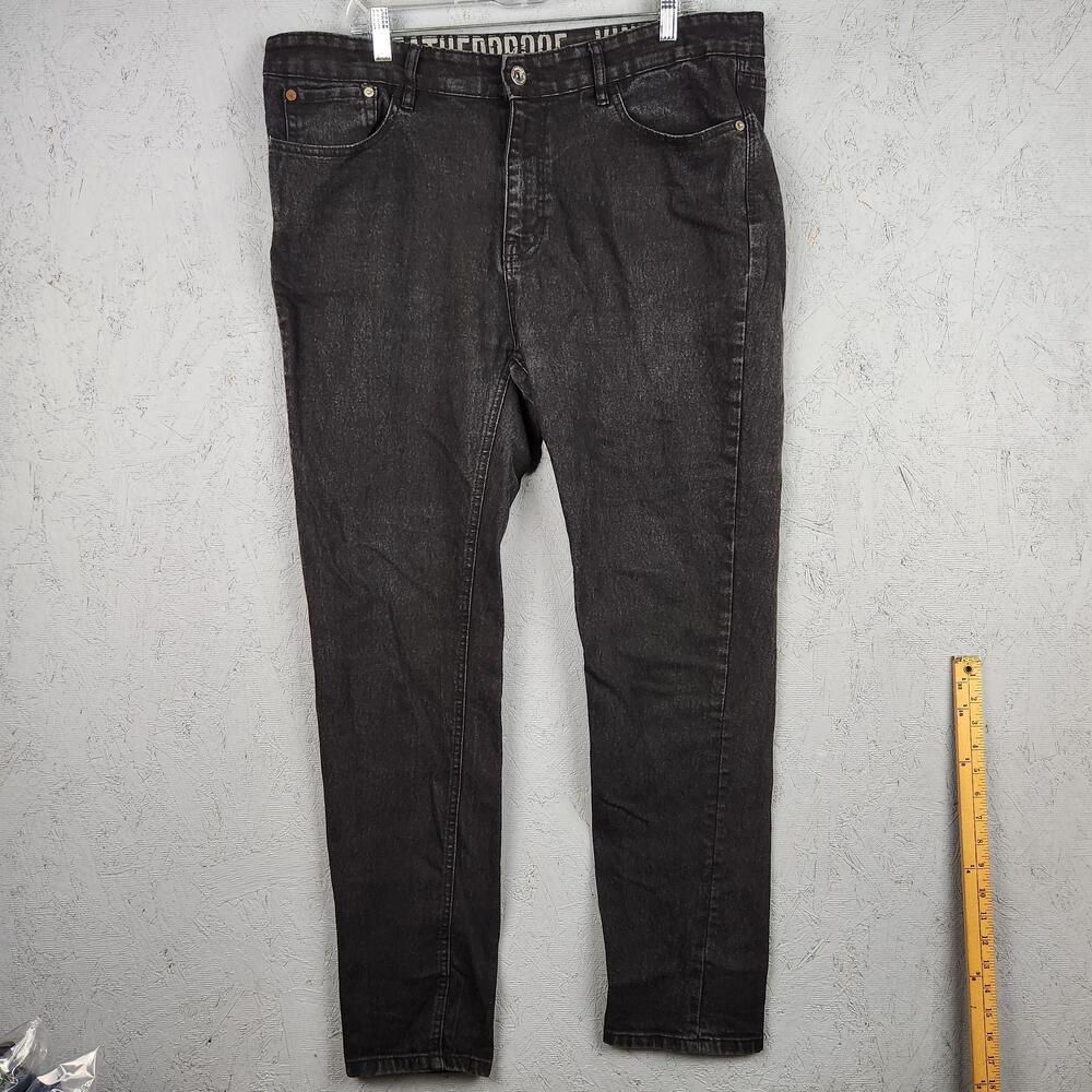 Weatherproof Vintage Jeans Mens 38x32 Black Skinny Fit Stretch Washed Denim WOrk